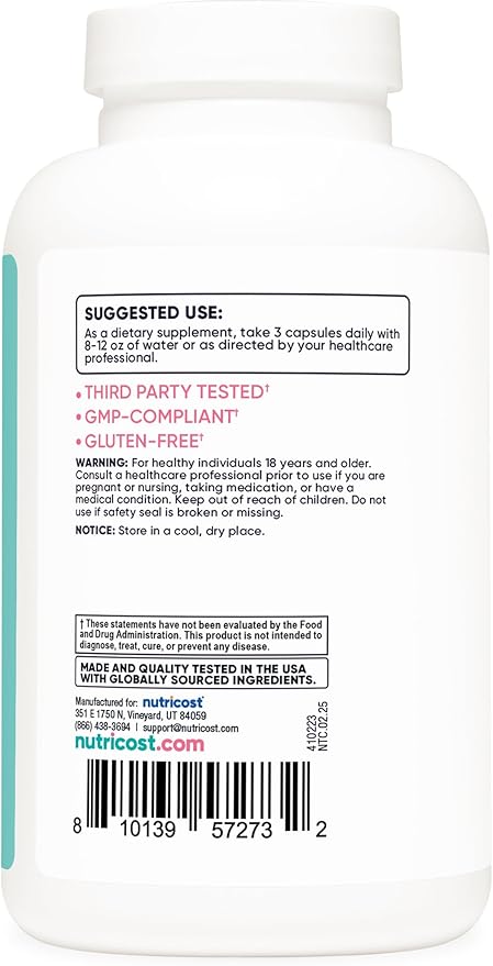 Nutricost D-Mannose with Cranberry Extract for Women 180 Capsules for 60 Servings Per Bottle - Vegan GMO Free and Gluten Free