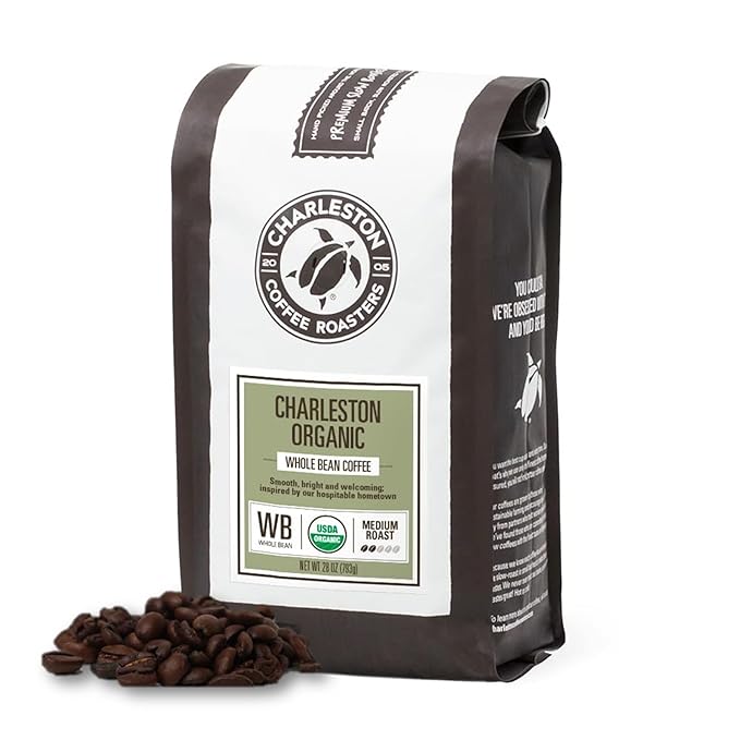 Charleston Coffee Roasters | Specialty Organic Whole Bean Coffee | Hand Picked Premium Slow Roast | (Charleston Organic Medium Roast) 28oz