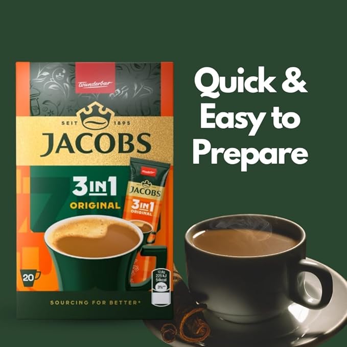 Jacobs 3 in 1 Instant Coffee Sticks 72 Count