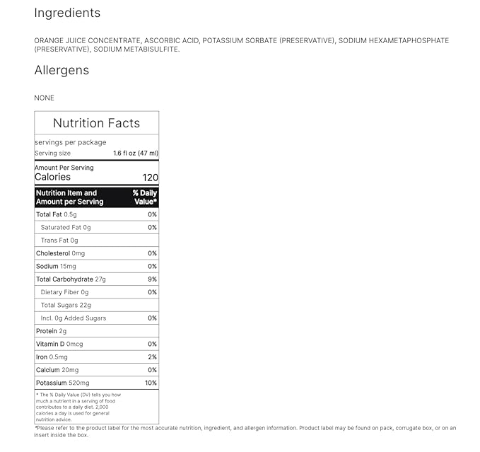 NestleVitality 100% Unsweetened Orange Juice Ambient Concentrate - 3L (Pack of 3 ExpressPaks) for Express Dispensers