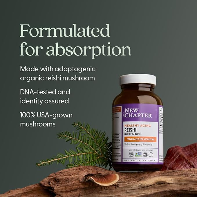 New Chapter Reishi Mushroom - LifeShield Reishi for Healthy Aging + Organic Reishi Mushroom + Vegan + Non-GMO Nootropic Ingredients - 60 ct