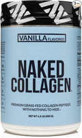 NAKED Vanilla Collagen Peptides Protein Powder 25 Servings Pasture-Raised Grass-Fed Hydrolyzed Collagen Supplement Paleo Friendly Non-GMO Keto Gluten Free 19.4oz