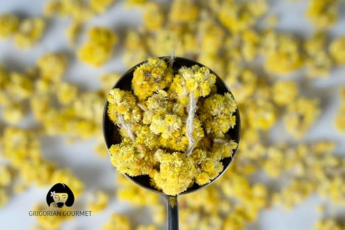 Immortelle (Helichrysum Pallasii) 2 OZ (57g) Dried Flowers with Stems Loose Herbal Tea | Wild-Harvested from the Mountains of Armenia | All-natural