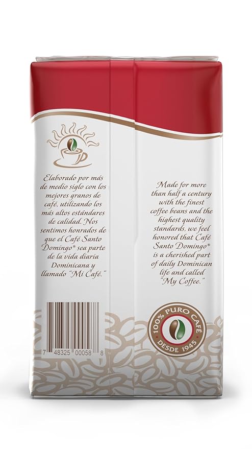 Café Santo Domingo 8 oz Bag Ground Coffee Medium Roast - Product from the Dominican Republic (Pack of 4)