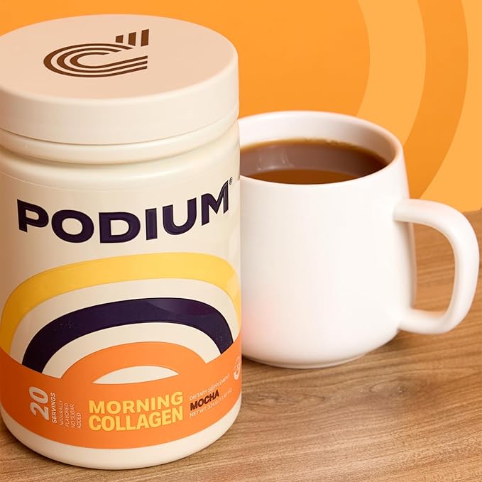 Podium Nutrition Morning Collagen Mocha 20 Servings Collagen Protein Gluten Free Soy Free