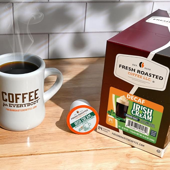 Fresh Roasted Coffee Decaf Irish Cream Flavored Coffee Pods K-Cup Compatible 96 Count