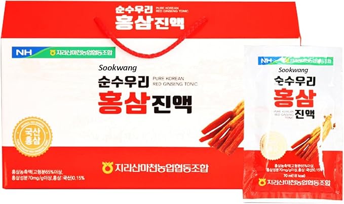 Korean Red Ginseng Herbal Tea Sachets – 6-Year-Old Korean Ginseng with 9 Plant Extracts – Portable Sweet &amp Bitter Rich Flavor Ready-to-Drink_70ml (2.37 oz) x 30 Packs