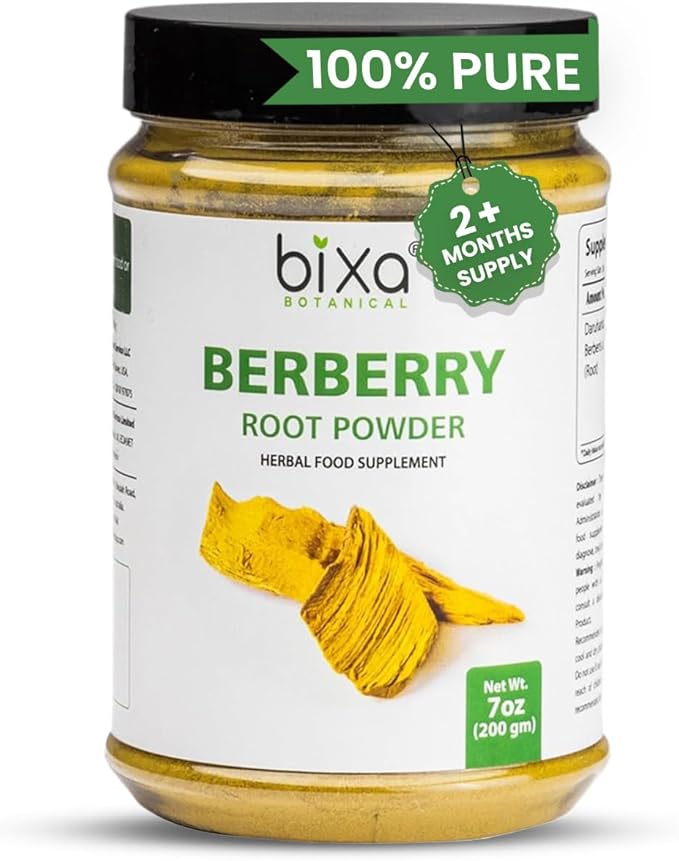 bixa BOTANICAL Berberry Root Powder | Berberis Aristata (Daruharidra) | 200 Grams / 7 OZ | Gluten Free Steam Treated Vegan 100% Pure.