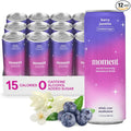 Moment Botanical Soda Soft Drink (Shark Tank) - SPARKLING Non Alcoholic Drinks | Berry Jasmine | L-Theanine &amp Ashwagandha for Calm &amp Clarity | 0 Added Sugar 0 Caffeine | 12-pack