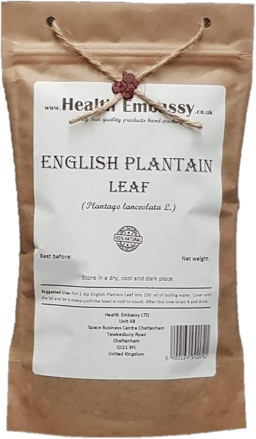Health Embassy English Plantain Leaf | Plantago Lanceolata L | Herbal Tea (100g)