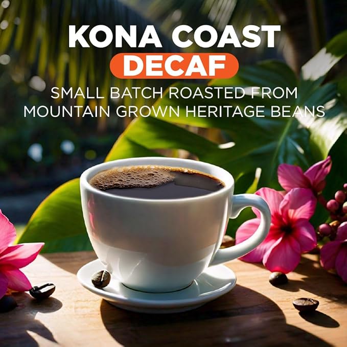 Maud's Decaf Kona Coffee Pods100 ct Decaffeinated Medium Roast Coffee in Single Serve Pods – 100% Arabica Coffee Compatible with Keurig K Cups Maker