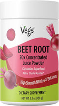 Beet Juice Powder - 20 X Ultra Concentrated Nitrates Betanines High Strength Nutrients - Freeze Dried Organic Beet Root Juice - Nitric Oxide Healthy Circulation Superfood - Sugar Free 5.3 oz
