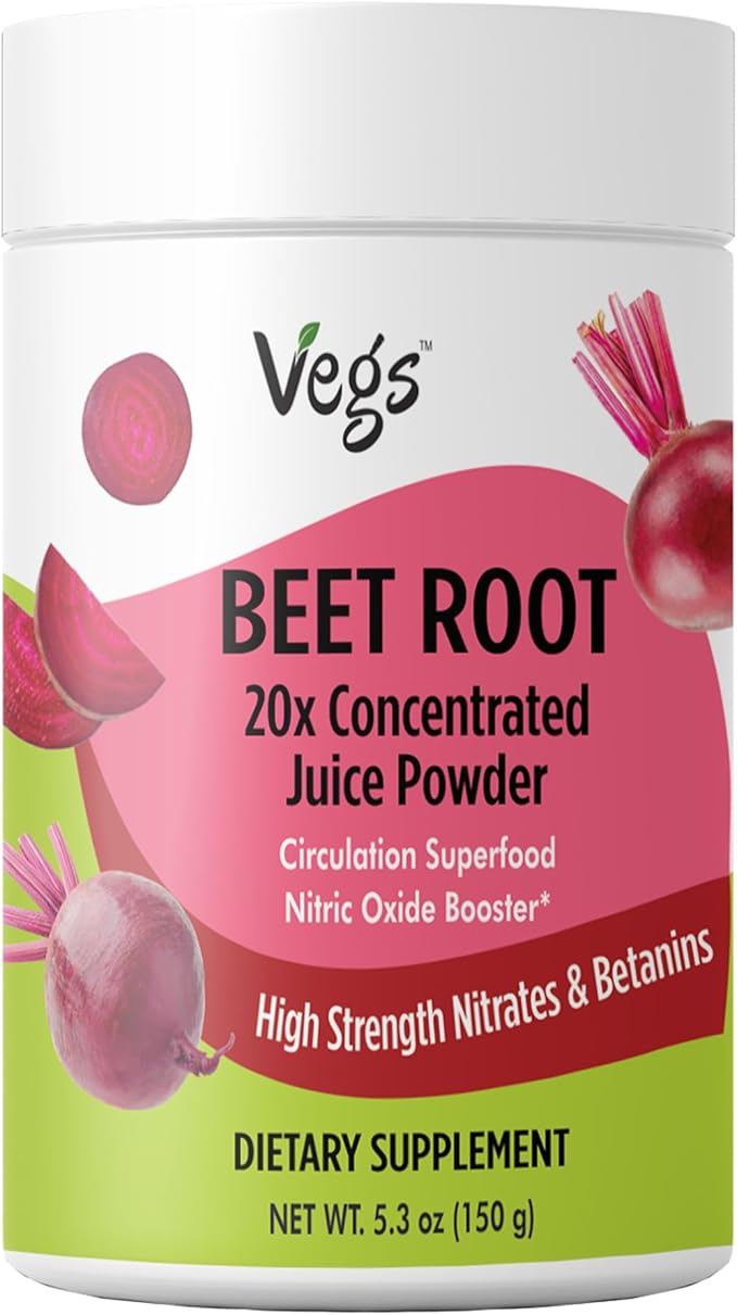 Beet Juice Powder - 20 X Ultra Concentrated Nitrates Betanines High Strength Nutrients - Freeze Dried Organic Beet Root Juice - Nitric Oxide Healthy Circulation Superfood - Sugar Free 5.3 oz
