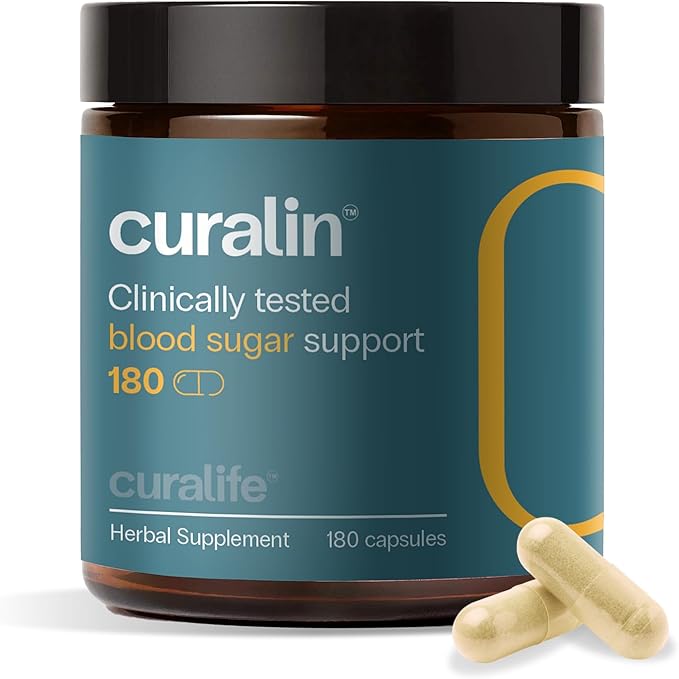 Curalin Blood Sugar Complex: 9 Herb Blend Cinnamon Bitter Melon Gymnema for Glucose Metabolism &amp Energy Support - Busy Workers &amp Senior Adults - Stress Lifestyle &amp Healthy Aging - 2 Trials