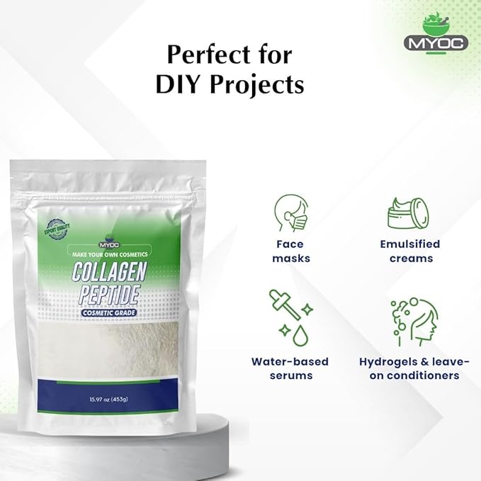 Collagen Peptide | Cosmetic Grade Protein for DIY Skincare Lotions &amp Gels – 453g / 16 Oz