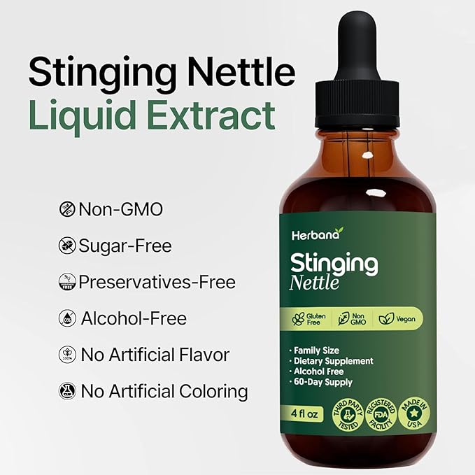 Stinging Nettle Leaf and Root 4 fl oz Liquid Extract - Natural Urinary &amp Kidney Support for Man and Woman - Organic Urtica Dioica - High Potency Herbal Supplement - 60-Day Supply