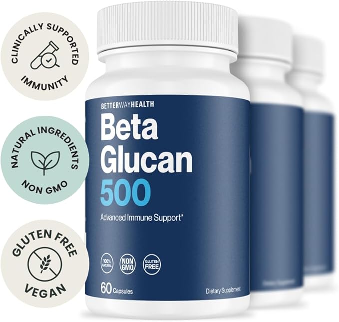 Better Way Health™ - Advanced Immune Readiness - Highly Purified 13/16 Beta Glucan 500 - Clinically Tested Immune Defense - 500mg/60 Capsules (Pack of 3)