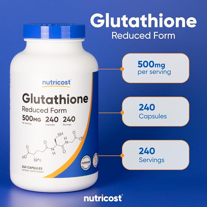 Nutricost Glutathione Capsules 500mg 240 Capsules - Gluten Free Non-GMO (Pack of 2)