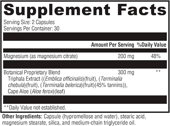XYMOGEN ColonX - Supports GI Motility Stool Bulk Digestion Assimilation and Elimination - Triphala Supplement with Magnesium Citrate Cape Aloe (60 Capsules)