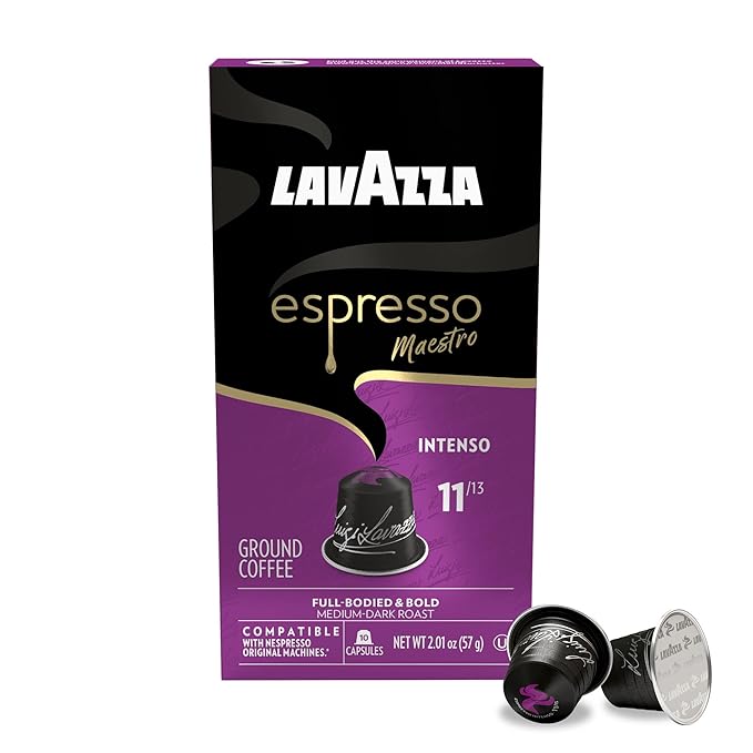 Lavazza Espresso Maestro Intenso Aluminum Capsules Compatible with Nespresso* Original Machines Medium-Dark Espresso Roast Arabica and Robusta (60 Capsules)