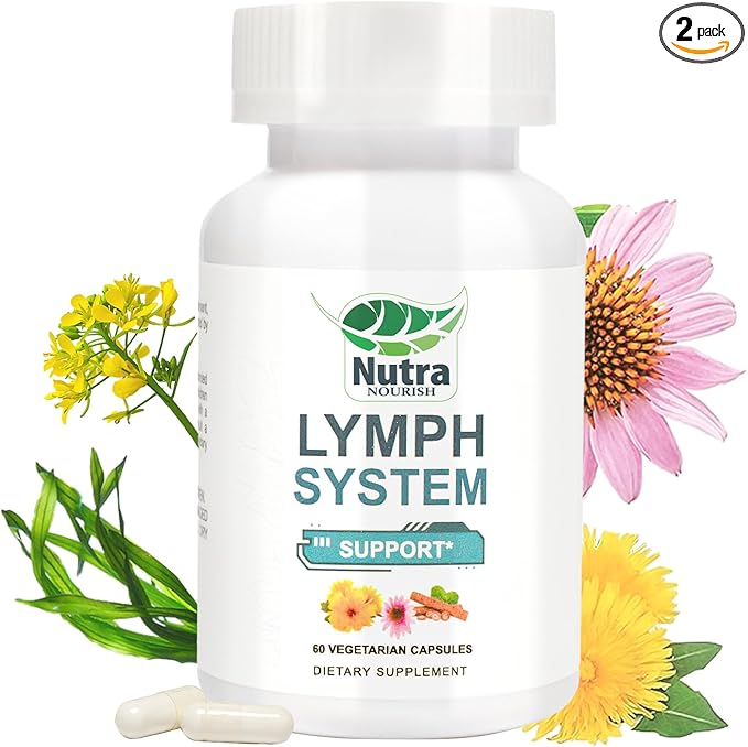 Lymphatic Drainage Supplements with DandelionEchinacea &amp Bromelain Extracts Lymph System Support for Men and Women - Cleanses Lymphatic 120 Count Bottles (2)