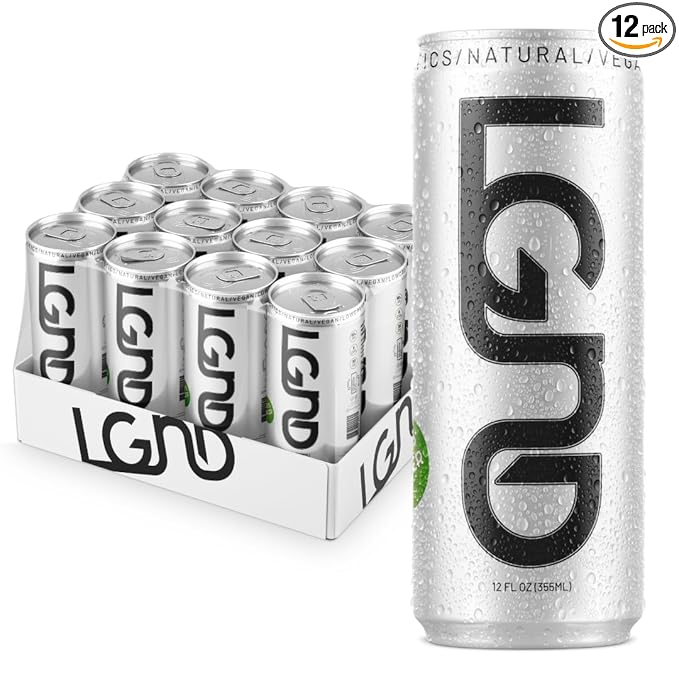 LGND Nootropic Energy Drink | Low-Calorie Focus &amp Gut Support | Ginger Citrus &amp Turmeric | Natural Ingredients Low-Caffeine Carbonated | 12 oz Cans 12-Pack Made in USA