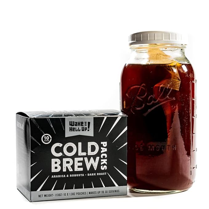 Wake The Hell Up! Ultra-Caffeinated Cold Brew Steeping Pouches Ultra-Caffeinated Coffee10 Count 1.3 oz Pouches
