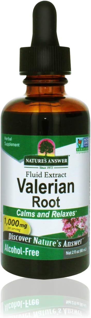 Nature's Answer Valerian Root 2 Ounce Extract - Alcohol-Free Gluten Free Kosher Non-GMO Made in USA - Calming &amp Relaxation Support - Valerian Root for Sleep Rest Aid