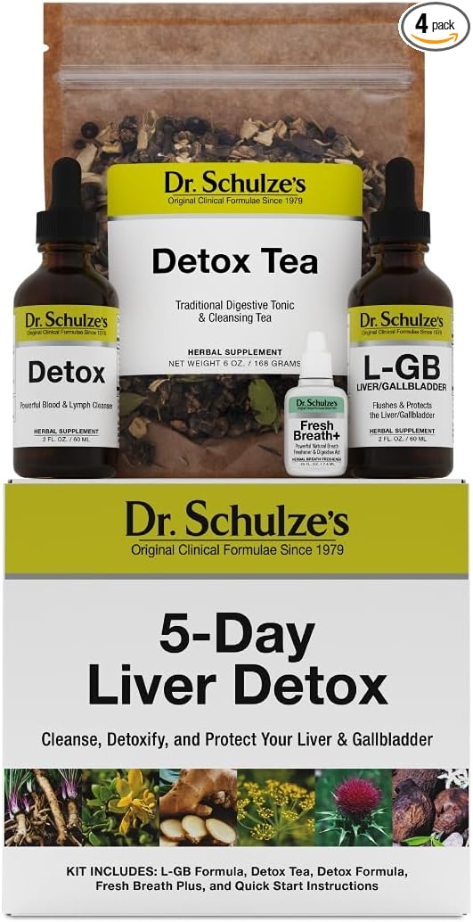 Dr. Schulze's 5-Day Liver Detox - 5-Day Liver Cleanse Kit - Supports Healthy Digestion &amp Energy - Gallbladder Cleanse - Plant-Based Ingredients - Gluten-Free &amp Vegan