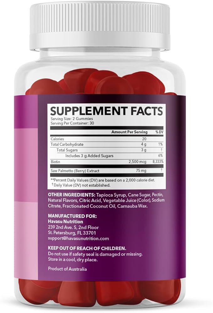 Saw Palmetto for Women with 2500mcg Biotin - DHT Blocker and Hair Skin Nail Health Gummies - 60 Count - Supports Stronger and Fuller Looking Locks and Radiant Skin - Vegan Non-GMO 1 Month Supply