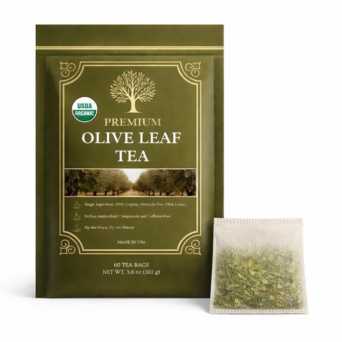 Organic Olive Leaf Tea (60 tea bags | 120 servings | 3.6 oz | 102g)