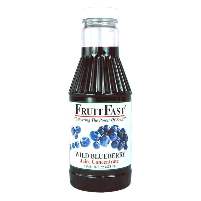 100% Pure Wild Blueberry Juice Concentrate by FruitFast - Unsweetened Non-GMO Gluten and BPA Free Kosher Certified Fruit Juice Concentrate - Promotes Healthy Brain Function* (16 Ounce)