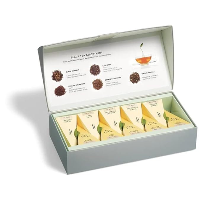 Tea Forte Premium Petite Presentation Box Gift Set Sampler 10 Count 2 of Each Blend Individually Wrapped Handcrafted Pyramid Infuser Bags Black Tea