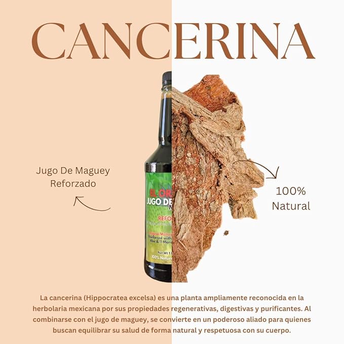 Maguey Juice - Jugo De Maguey Reforzado With Graviola Soursop Moronel Cancerina Aloe - Michoacano Tarasco 1 lt (33.3Fl Oz) Asado (Reinforced)