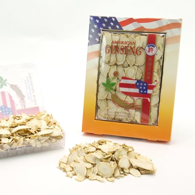 Hsu's SKU 0126-4 | Cultivated Wisconsin-Grown | American Ginseng Mixed Large-Medium Slices 0126-4 | 4oz Box