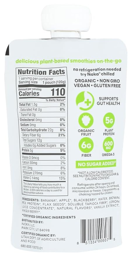Noka Blackberry Vanilla Superfruit Smoothie 4.22 Ounce -- 12 per case.