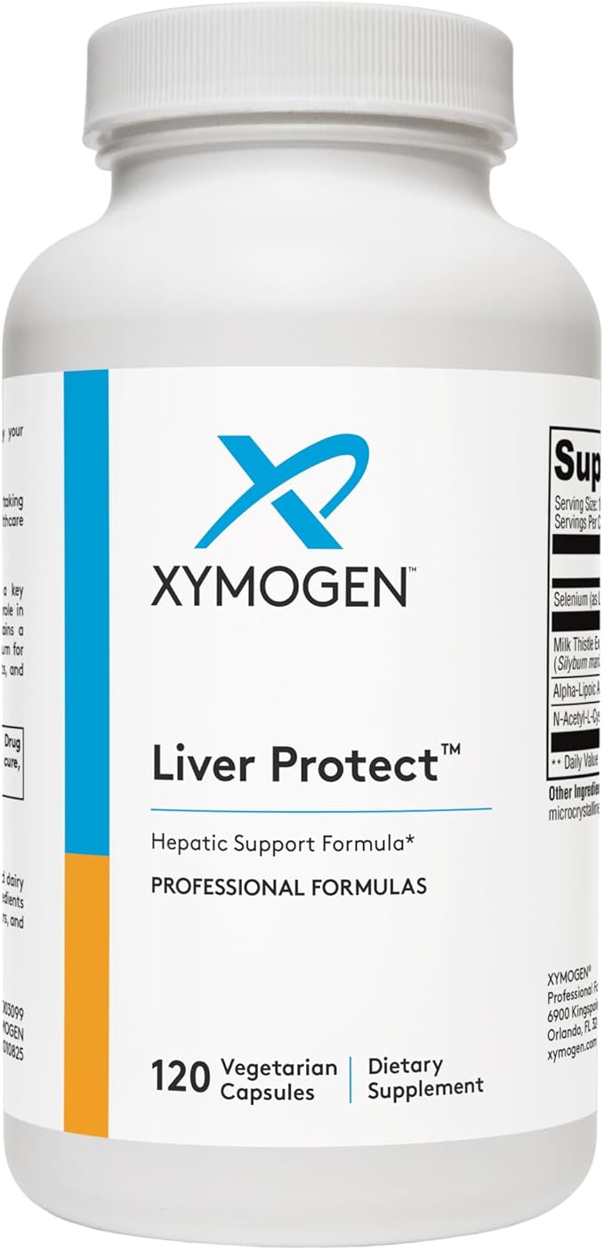 XYMOGEN Liver Protect - Supports Liver Health + Glutathione Production - Milk Thistle Extract ALA Alpha-Lipoic Acid N-Acetyl-L-Cysteine Selenium L-Selenomethionine (120 Capsules)