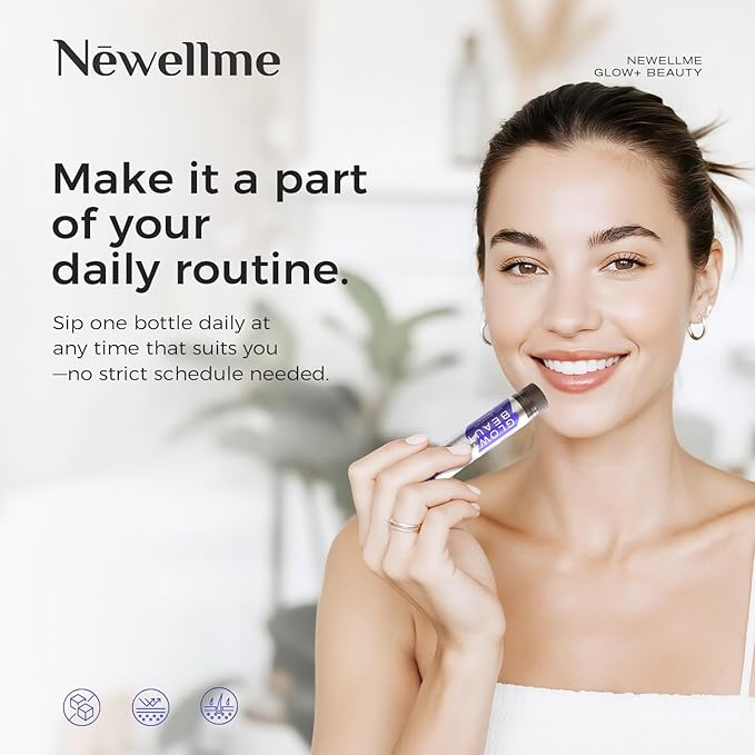 NEWELLME Liquid Collagen Shots with Hyaluronic Acid 18000mg Multi Collagen Peptides Sugar Free Ready-to-Drink Collagen Supplement for Hair Skin Nails 42 Bottles
