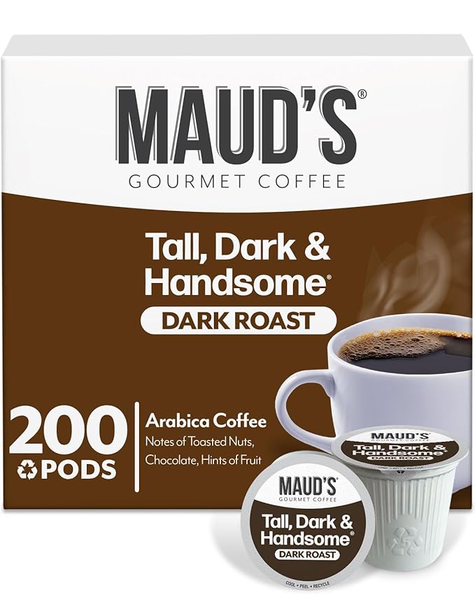 Maud's Dark Roast Coffee Pods 200ct Single Serve Pods – 100% Arabica Coffee Compatible with Keurig K Cups Maker