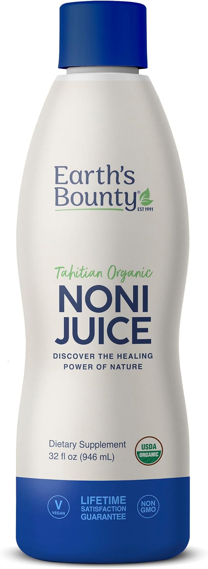 Earth's Bounty Tahitian Organic Noni Juice - 32 fl.oz - 100% Pure Natural Immune &amp Joint Support - Organic Kosher Noni Juice - No Additives