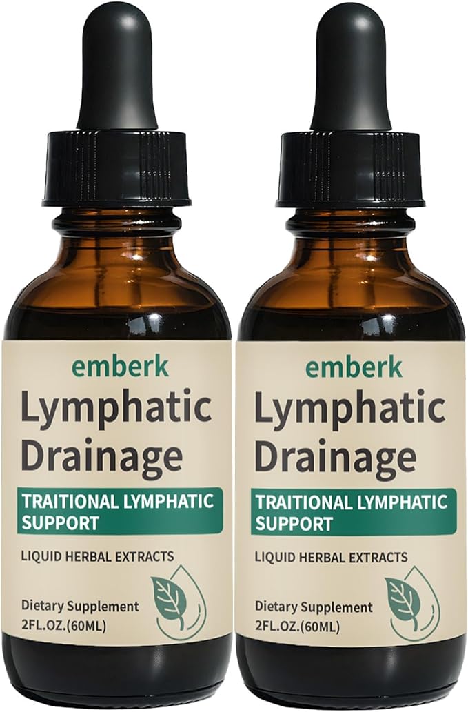 Lymphatic Drainage Drops 2000mg Herbal Blend with Elderberry &amp Echinacea Dandelion– Supports Lymphatic Drainage Immune System &amp Detox 2 fl oz (2pcs)