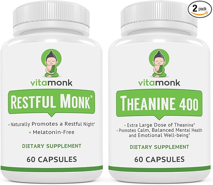 VitaMonk Sleep Blend and L-Theanine: Melatonin Free Sleep Aid &amp Relaxation Bundle
