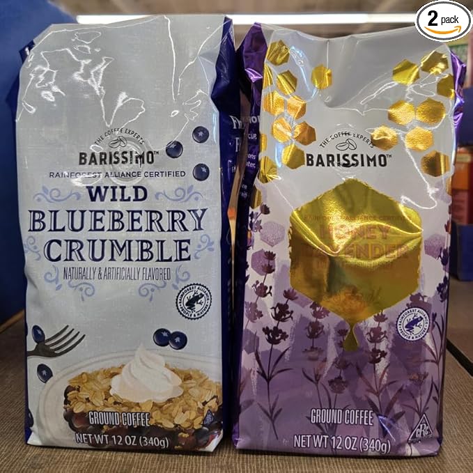 Barissimo The Coffee Expert Wild Blueberry Crumble &amp Honey Lavender Light Roasted Ground Coffee 12oz 340g (Two Bags)