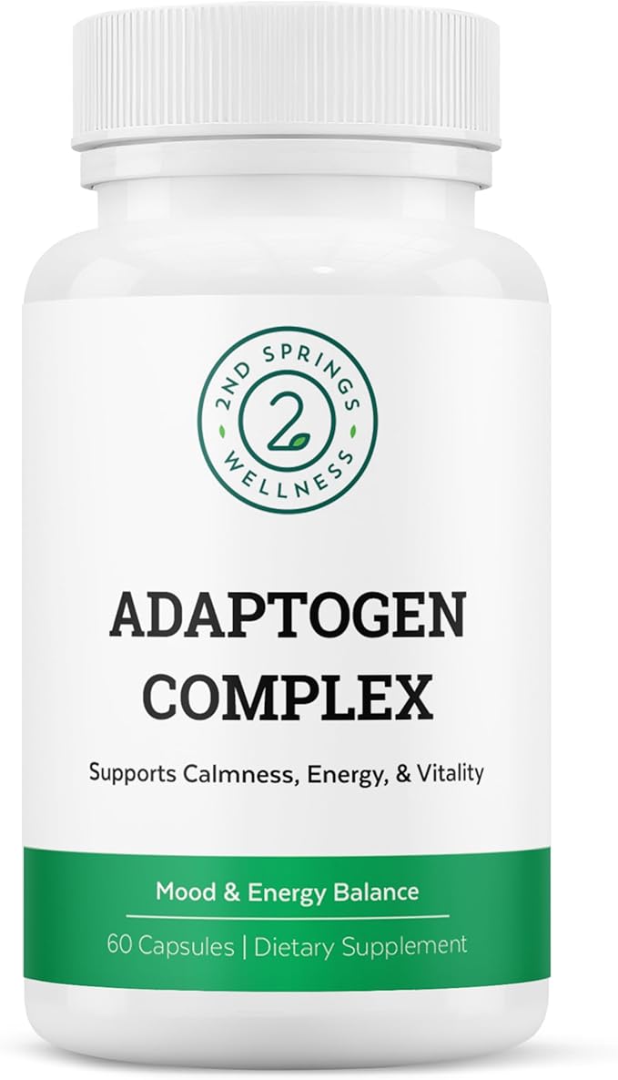 Adaptogen Complex Calmness Energy and Vitality Booster - Ashwagandha Schisandra Astragalus Ginseng Rhodiola and More - Adrenal Support Supplements - 60 Ct