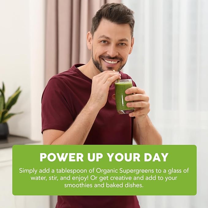 Paleovalley Organic Supergreens Powder - 23 Superfoods with Prebiotic Fiber for Energy and Immunity Support - No Cereal Grasses for Maximum Absorption - Pure Unflavored 30 Servings