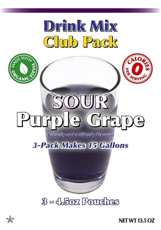 GramZero Sour Purple Grape Zero Calorie Sugar Free Drink Mix Great For Nutrition Club Loaded Tea Stevia Sweetened
