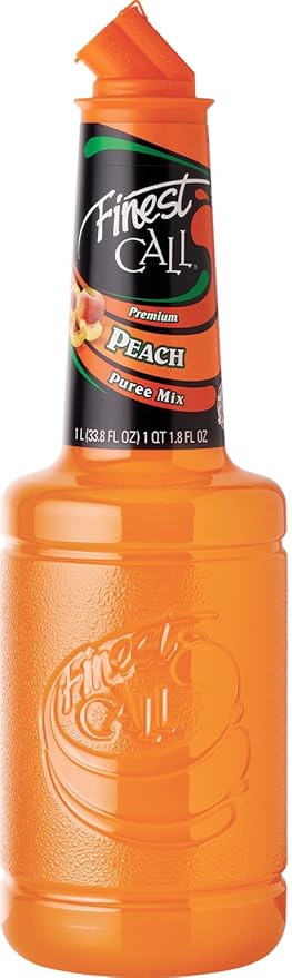 Finest Call Premium Peach Fruit Puree Drink Mix 1 Liter Bottle (33.8 Fl Oz)