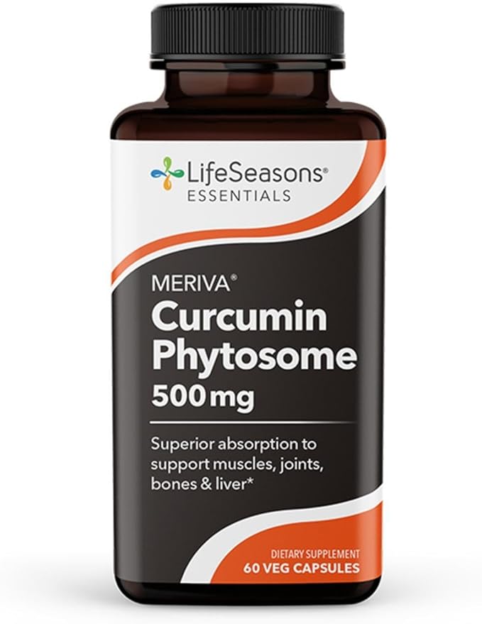 LifeSeasons Essentials Meriva Turmeric - Curcumin Phytosome Supplement - Supports Muscles Joints Bones &amp Liver - Enhance Circulation &amp Heart Health - Eases Body Stiffness &amp Aches - 60 Caps