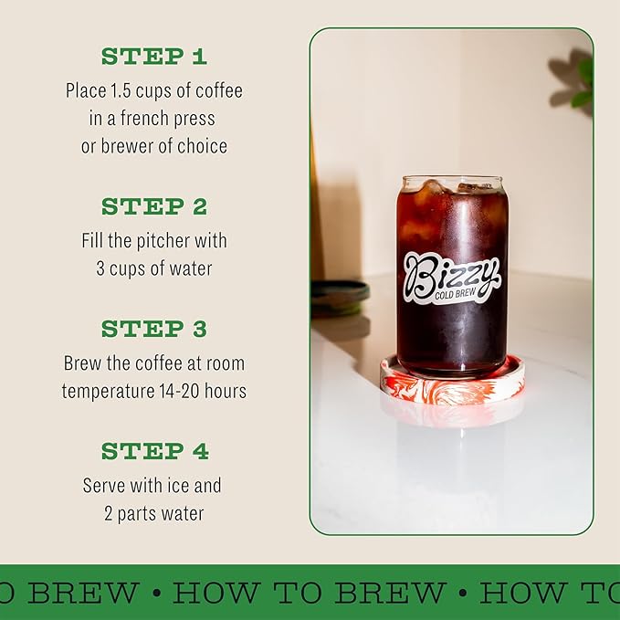 Bizzy Organic Cold Brew Coffee | Bundle | Coarse Ground Coffee | Espresso Blend 1 LB + Espresso Blend Brew Bags 4-count | 2 Pack