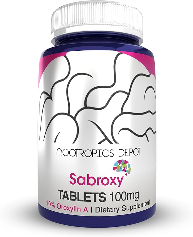 Nootropics Depot Sabroxy® Tablets | 100mg | 90 Count | Minimum 10% Oroxylin-A | Oroxylum indicum | May Help Promote Focus &amp Motivation | May Help Promote Cognitive Function